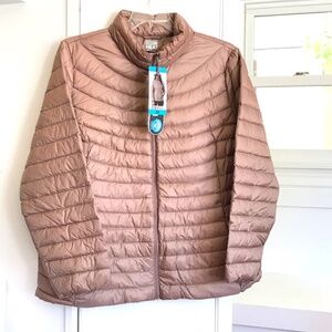 32 DEGREES Down Puffer Jacket Heat Ultra Light Taupe NWT Women's Plus Size 2X